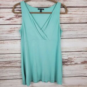 Eileen Fisher Womens Small 100% Silk Mint Green Stretch Sleeveless Faux Wrap Top